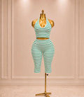 Green and white stripe Halter